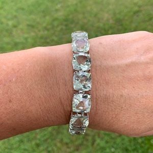 Paul Deasy Sterling Silver Cushion Cut Prasiolite Huge Tennis Bracelet